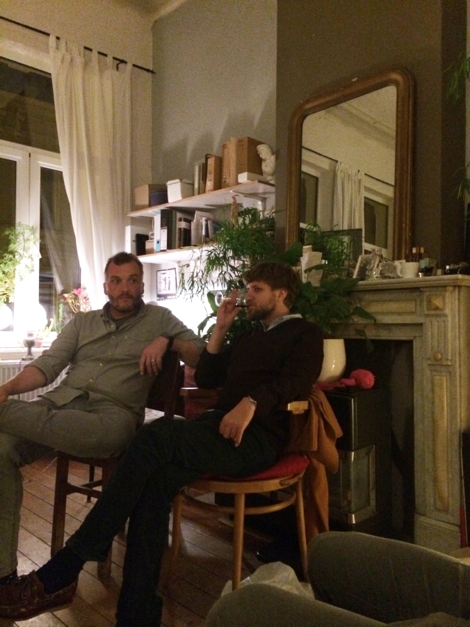 Misha Broughton and Richard Hadden enjoy a quiet word during Elli's house party. 